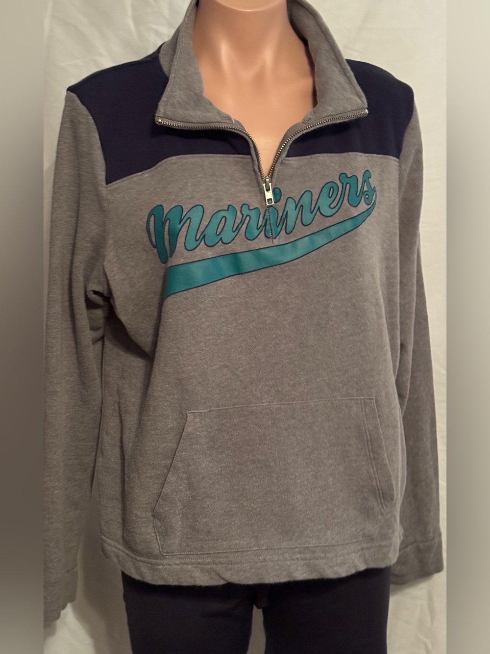 PINK by VS Seattle Mariners Grey & Teal Half-Zip Pullover